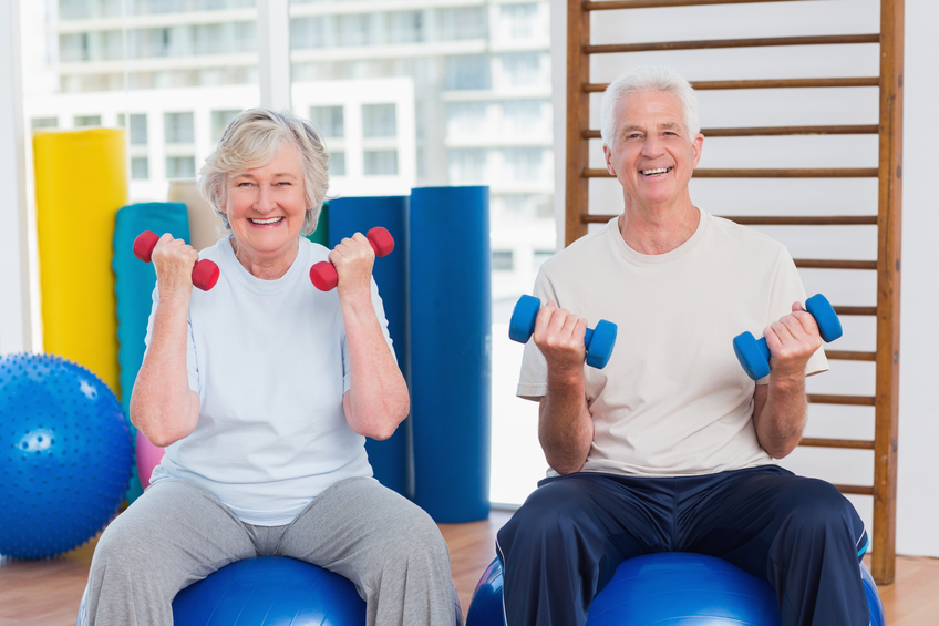 Image result for elderly couple using weights