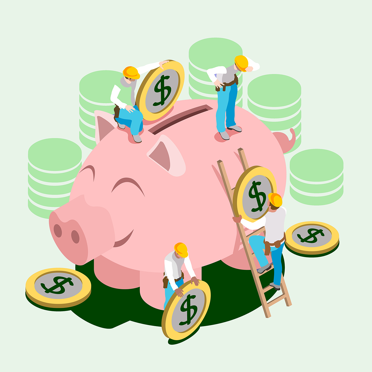 Saving Money in a Piggy Bank.